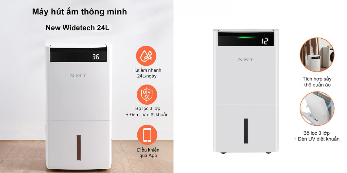 Máy hút ẩm New Widetech WDH24WU1 24L